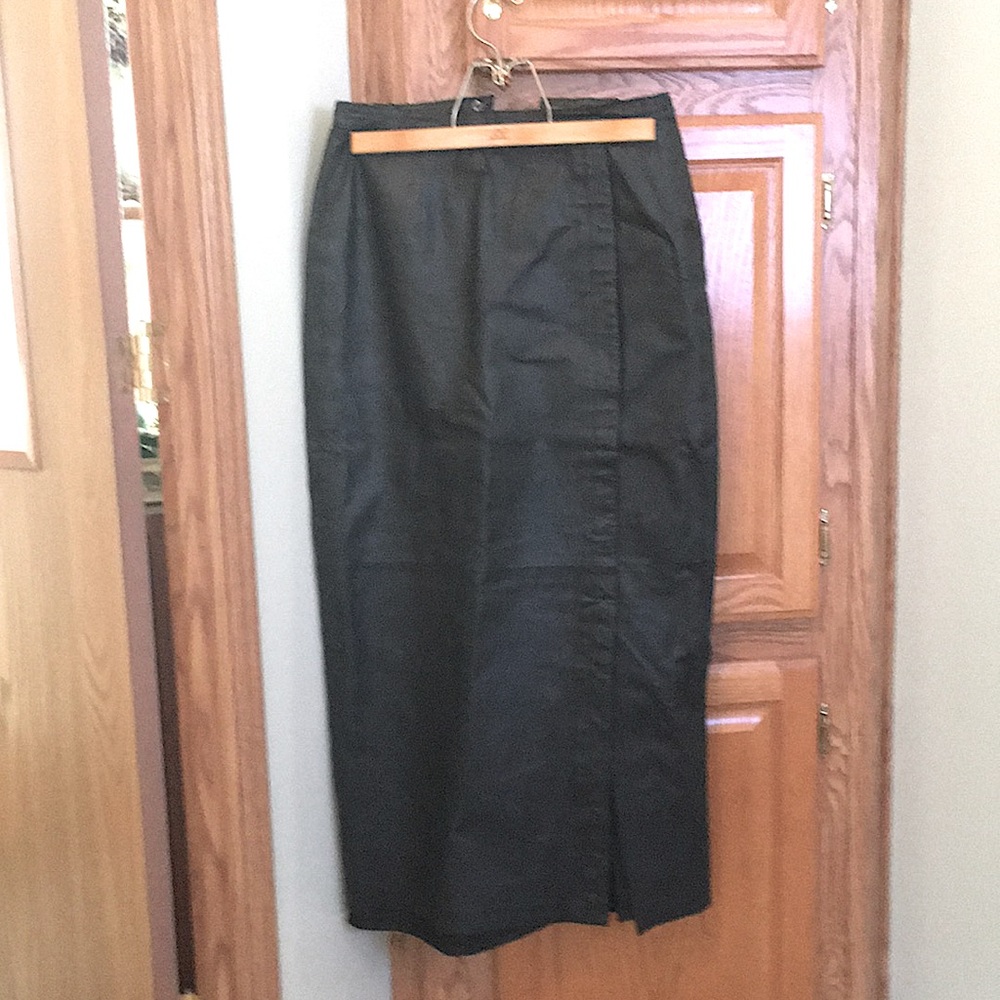 Long black leather skirt